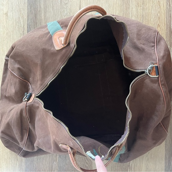 Vintage LL BEAN Brown Canvas Duffle Bag w Leather Trim Large Ivy League Trad 80s - Picture 4 of 11